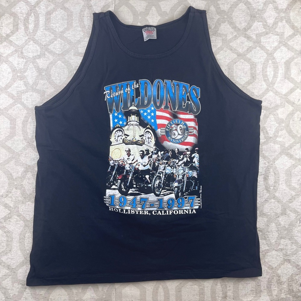 Vintage 1997 Oneita Wild Ones Hollister CA 50th Anniversary Tank Top Mens XXL